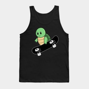 Green Turtle on Skateboard Tank Top